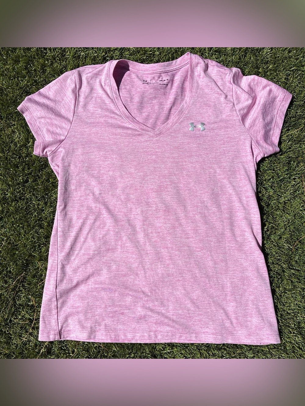 Under Armour Women's Light Pink Heather V-Neck Performance Tee